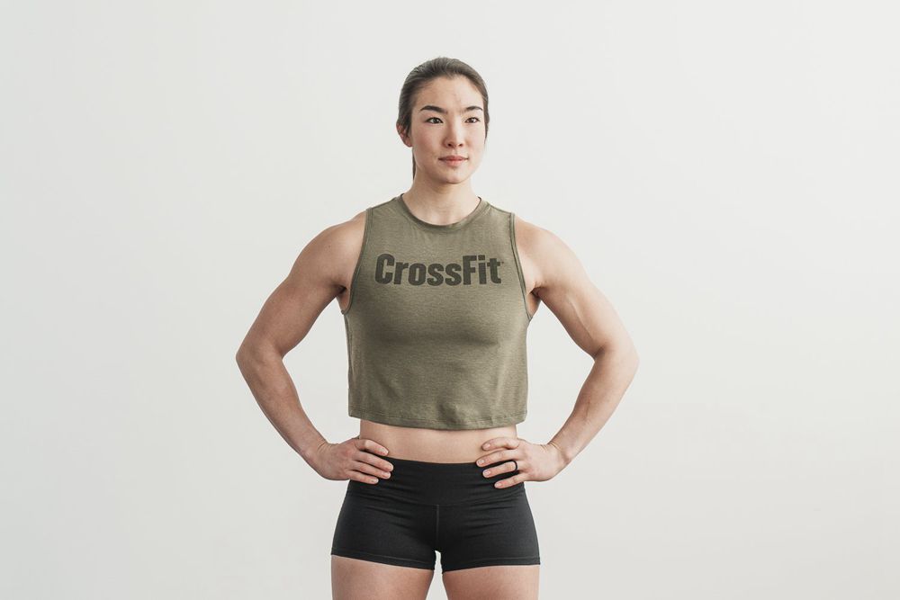 NOBULL Women's Crossfit® Muscle Tank Tops - Army Green - Ireland (5217LQDUY)